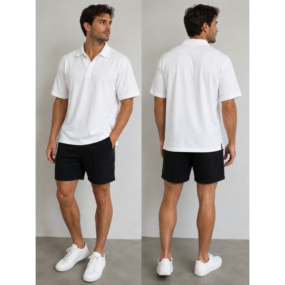 H&M Polo Shirt Coolmax Slim Fit Mens XL White Short Sleeve Minimalist Athleisure